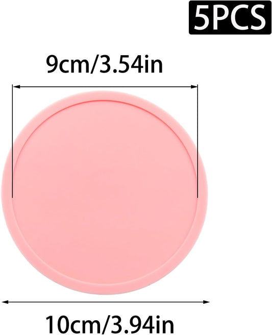 5 Pack Pink Coasters,Non-Slip Cup Coasters for Tables,Office, Desks,Kitchen,Bar,Drink Coasters,3.93inch