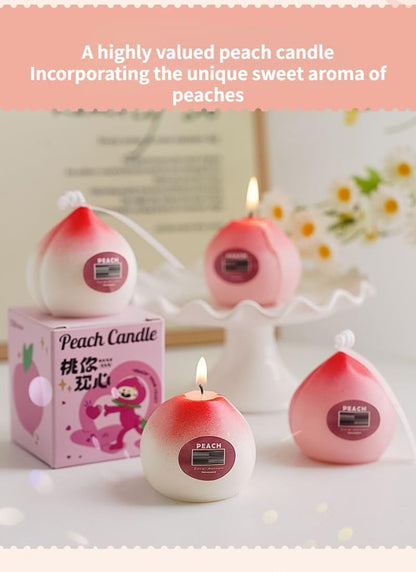 Peach Shaped Candles Scented Decorative Cute Soy Candle Handmade Fruit Candles for Home Decoration Valentine Candles (Pink)