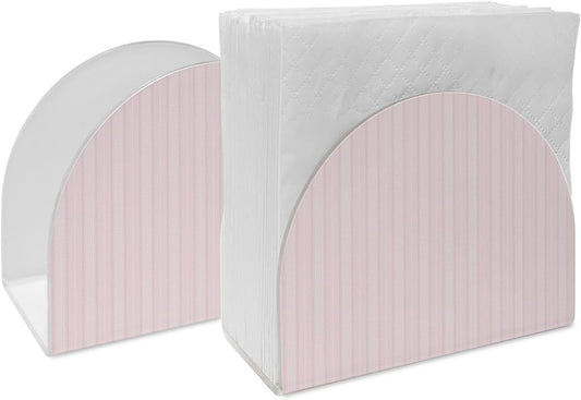 Napkin Holder Pink White Pinstripes Standing Napkin Dispenser Tissue Organizer 2 Pack Modern Lines Vertical Stripes Acrylic Paper Napkin Holders for Table Kitchen Dining Cocktail Party Cafe Bathroom