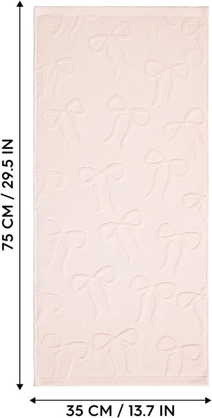 Artoid Mode 2 Pcs Pink 3D Bowknot Jacquard Hand Towels for Bathroom, 100% Cotton Soft Absorbent Bathroom Decor Towels, 13.7 x 29.5 Inch