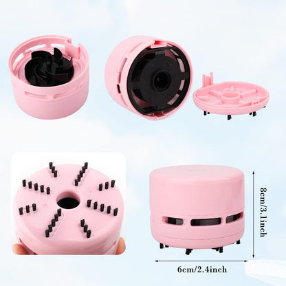 Mini Desk Vacuum Cleaner,Table Crumb Sweeper,Pink Desk Accessories,Portable Cleaning for Home, Office, Cars,Pet Hairs