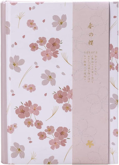 A5 Pink Hardcover Notebook Journal,Sakura Grid Diary Book Premium Paper 5.1X 7 in,226 Pages,Horizontal Line Journal for Women Girls Students Work Home School