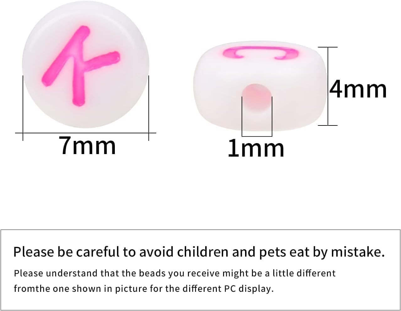 Pink Letter Beads Alphabet Letters White Round Bead, 4x7mm 1200pcs, Pink Beads for Bracelets Friendship Bracelets Making Kit Beads with Box