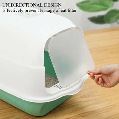 Hooded Cat Litter Box - Fully Enclosed Pet Toilet with Lid, Pink, 19.7" L X 13.8" W X 13" H - Easy Clean Handheld Design for Kitten & Cat Hygiene (Pink)