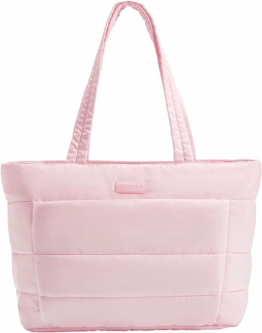 DUDDAA Puffer Tote Bag for Women, Large Travel Bag, Multiple Compartments for Work, Study, Gym, 20L, Fits 15.6'' Laptop