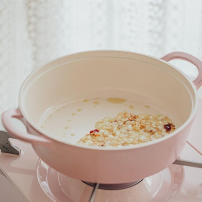 Neoflam Retro 2.0QT Low Stock Pot with Lid – 8.7" (22cm) Nonstick Ceramic Coated Casserole Pot for Soup, Pasta, Stew, Dishwasher Safe, Elegant Pink Cookware for Everyday Use, Made in Korea
