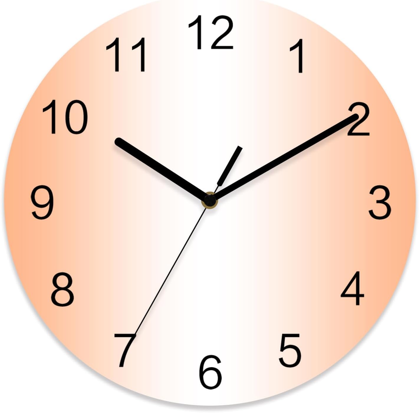 Ombre Abstract Gradient Coral Pink and White Wall Clock Battery Operated Non-Ticking 10" Round Wood Clocks, Kitchen Wall Clock for School Bathroom Living Room Home Office Wall Decor