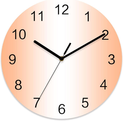 Ombre Abstract Gradient Coral Pink and White Wall Clock Battery Operated Non-Ticking 10" Round Wood Clocks, Kitchen Wall Clock for School Bathroom Living Room Home Office Wall Decor