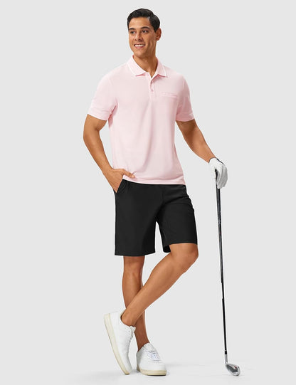 Rdruko Men's Polo Shirts with Pocket Short Sleeve Dry Fit Collared Golf Tennis T Shirts
