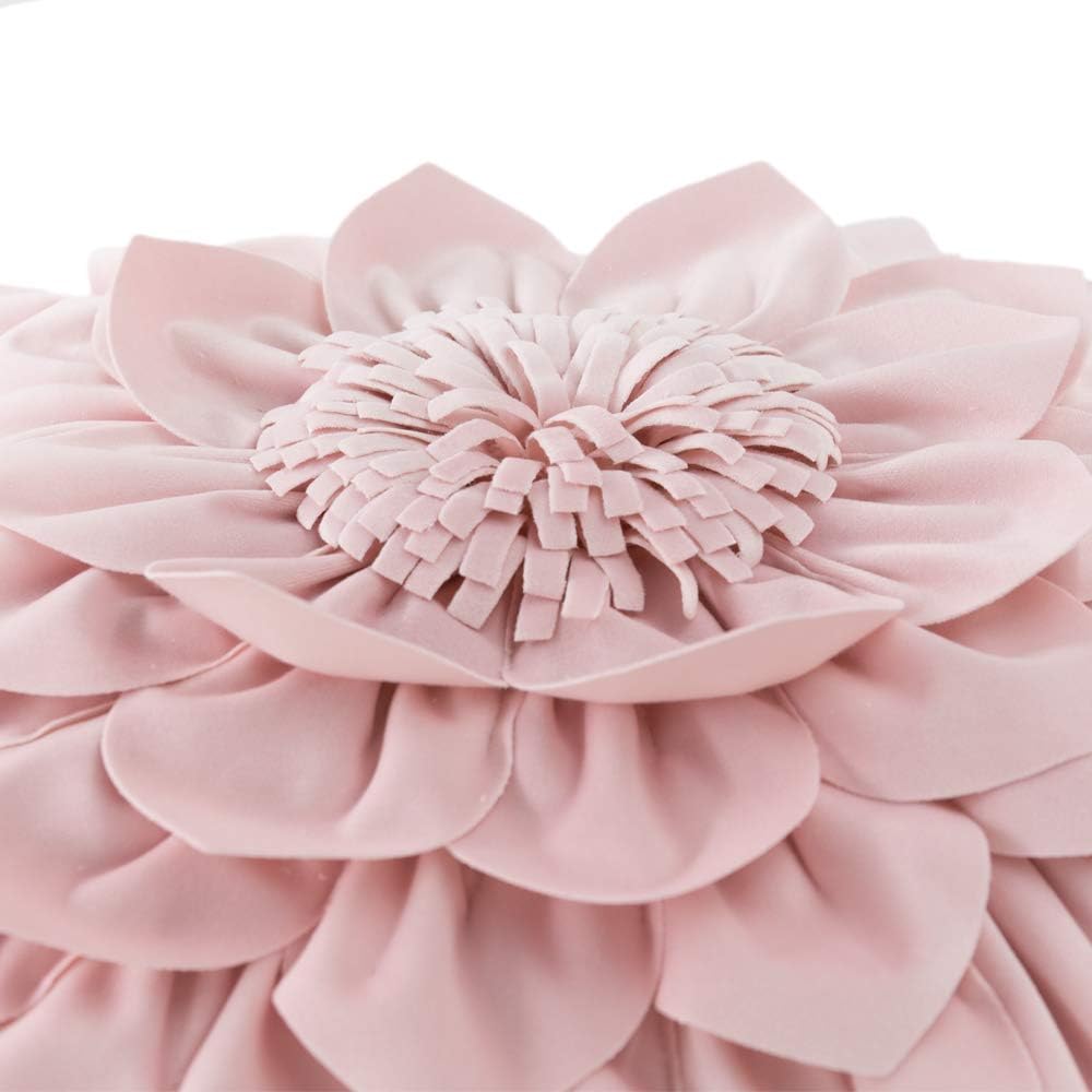 OiseauVoler Decorative 3D Flower Throw Pillow Covers Handmade Pillowcases for Sofa Bed Home Room Decor 18 x 18 Inch Light Pink