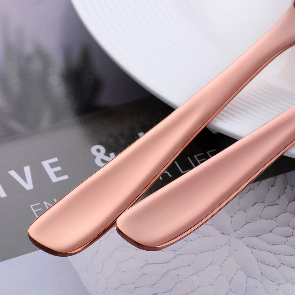 Stainless Steel Serving Spoons Set of 4 Large 10-in Serving Spoon & Slotted Spoon & Serving Fork & Serving Tong for Catering Banquet Buffet Serving Utensils,Dishwasher Safe (Rose Gold), C124US