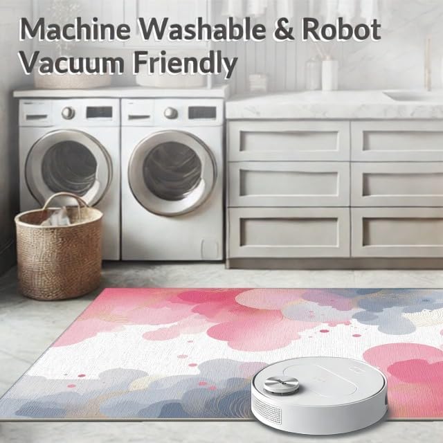 Design&I 6'x9' Smooth Finish Abstract Abstract Foldable Mat, Blush Pink for Dining Room, Under Table, Office, Snag-Free Chair-Friendly Large Carpet | 2137567