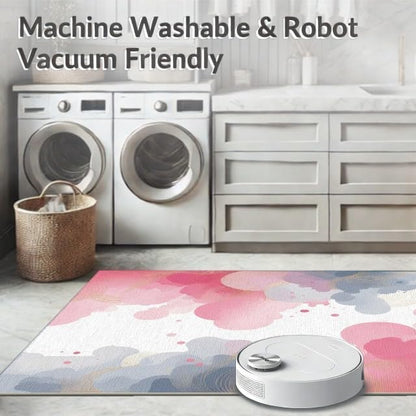 Design&I 6'x9' Smooth Finish Abstract Abstract Foldable Mat, Blush Pink for Dining Room, Under Table, Office, Snag-Free Chair-Friendly Large Carpet | 2137567