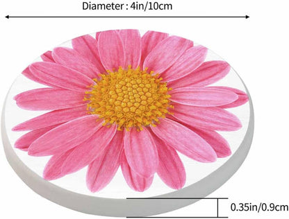 Pink Chrysanthemum Drink Coaster Isolated Beautiful Blossom Beautiful Home Decor Diatomite Heat-Resistant Diatomite 4 Inch for Cold Drinks Wine Mugs Cups