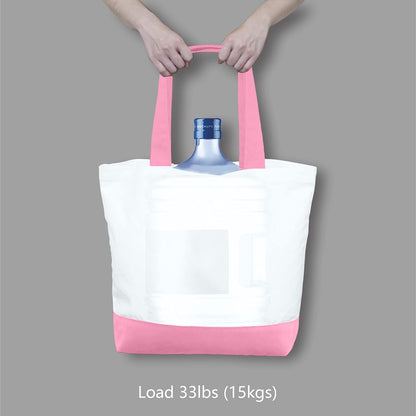 TOPDesign 1-Pack Super Strong Large 12oz Cotton Canvas Tote Bag, Reusable Grocery Shopping Cloth Bag, Fashionable Two-Tone Tote for Crafts, DIY Your Creative Designs