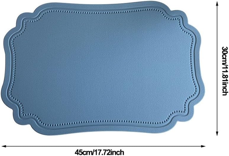 Leather Washable Placemats, Beige Thick Faux Leather Heat Resistant Rectangle Shape Table Mats,Waterproof Non-Slip Easy to Clean Place mat for Kitchen Coffee Dining Room Table Set of 6