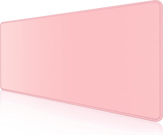 Dapesuom Large Mouse Pad, Extended Gaming Mouse Mat with Stitched Edges, Full Size Desk Mats with Non-Slip Base, Computer Big Desktop Keyboard Pad for Gamer, Laptop, Office, 23.6 x 11.8 in, Pink
