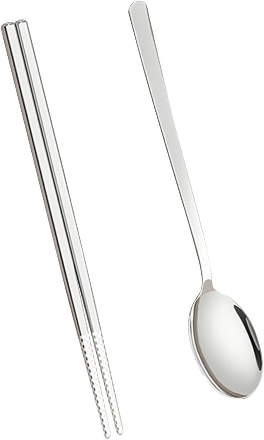 Spoon and Chopsticks Set, Stainless Steel Metal Chopsticks Spoon Set with Travel Case Stainless Steel Chopsticks Spoon Set Travel Utensils for Home Work Outdoor (pink)