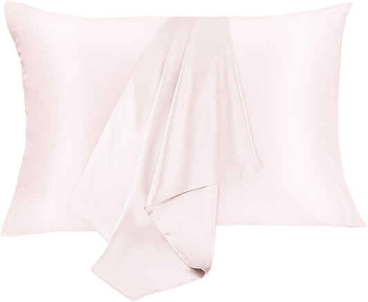 JOGJUE Silk Pillowcase for Hair and Skin 2 Pack 100% Mulberry Silk Bed Pillowcase Hypoallergenic Soft Breathable Both Sides Silk Pillow Case with Hidden Zipper, Pillow Cases (King, Light Pink)