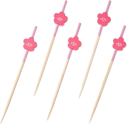 Restaurantware-3.5 Inch Cocktail Skewers, 100 Pointed Flower Toothpicks - Flower, Sturdy, Pink Bamboo Cocktail Picks, Disposable, For Fruits, Desserts, Or Sandwiches