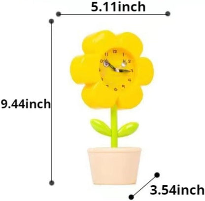 Flower Alarm Clock for Kids Cute Alarm Clock for Kids Bedroom, No Battery, Bedside Clock Children's Sleep Trainier, Wake Up for Boys Girls Birthday Gifts (Pink)
