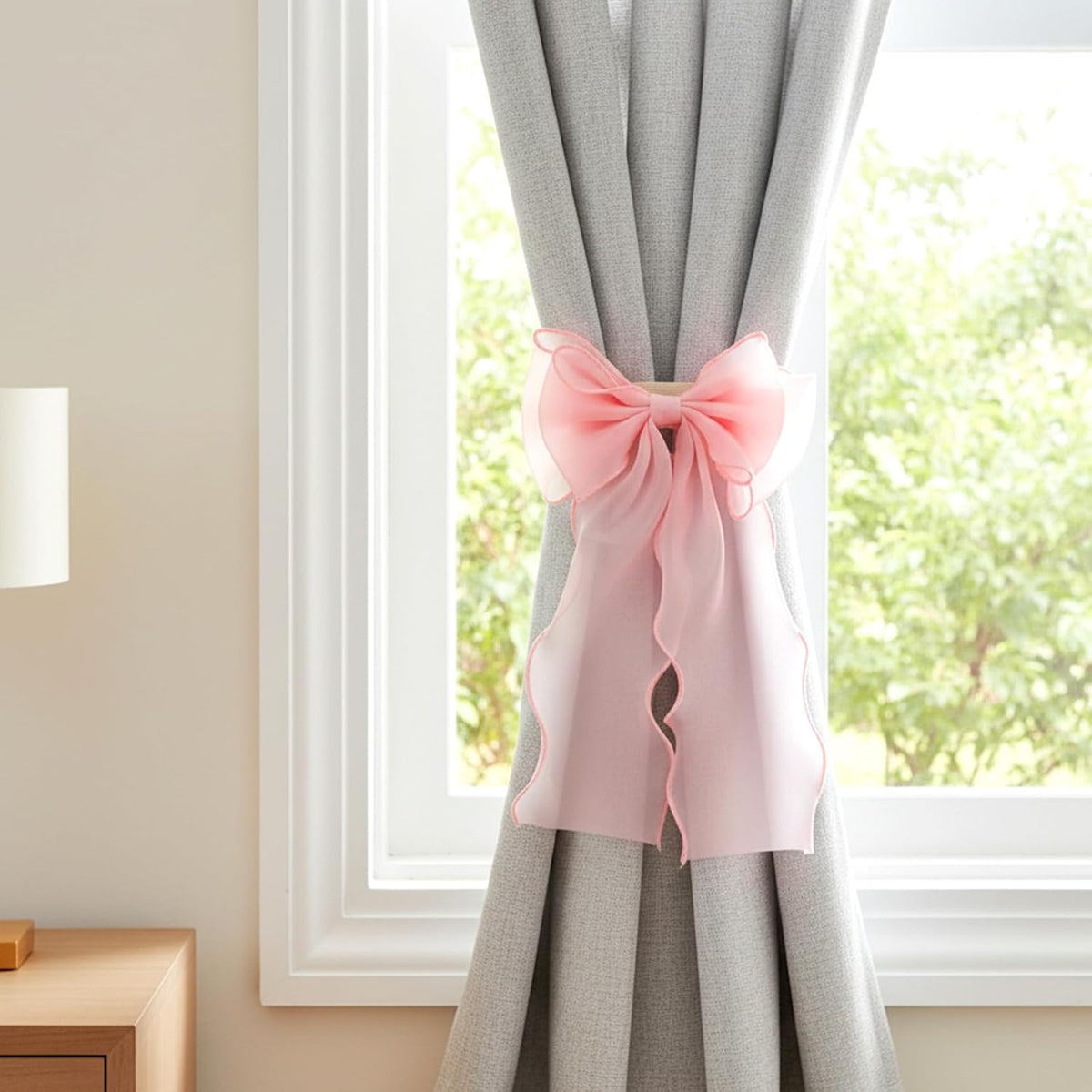 2 Pack Bow Curtains, French Silk Holdbacks Curtain Tiebacks