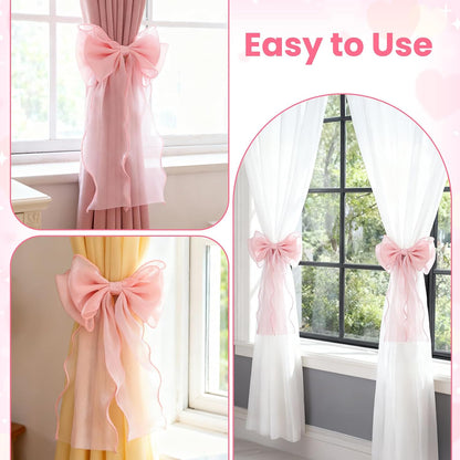 2 Pack Bow Curtains, French Silk Holdbacks Curtain Tiebacks
