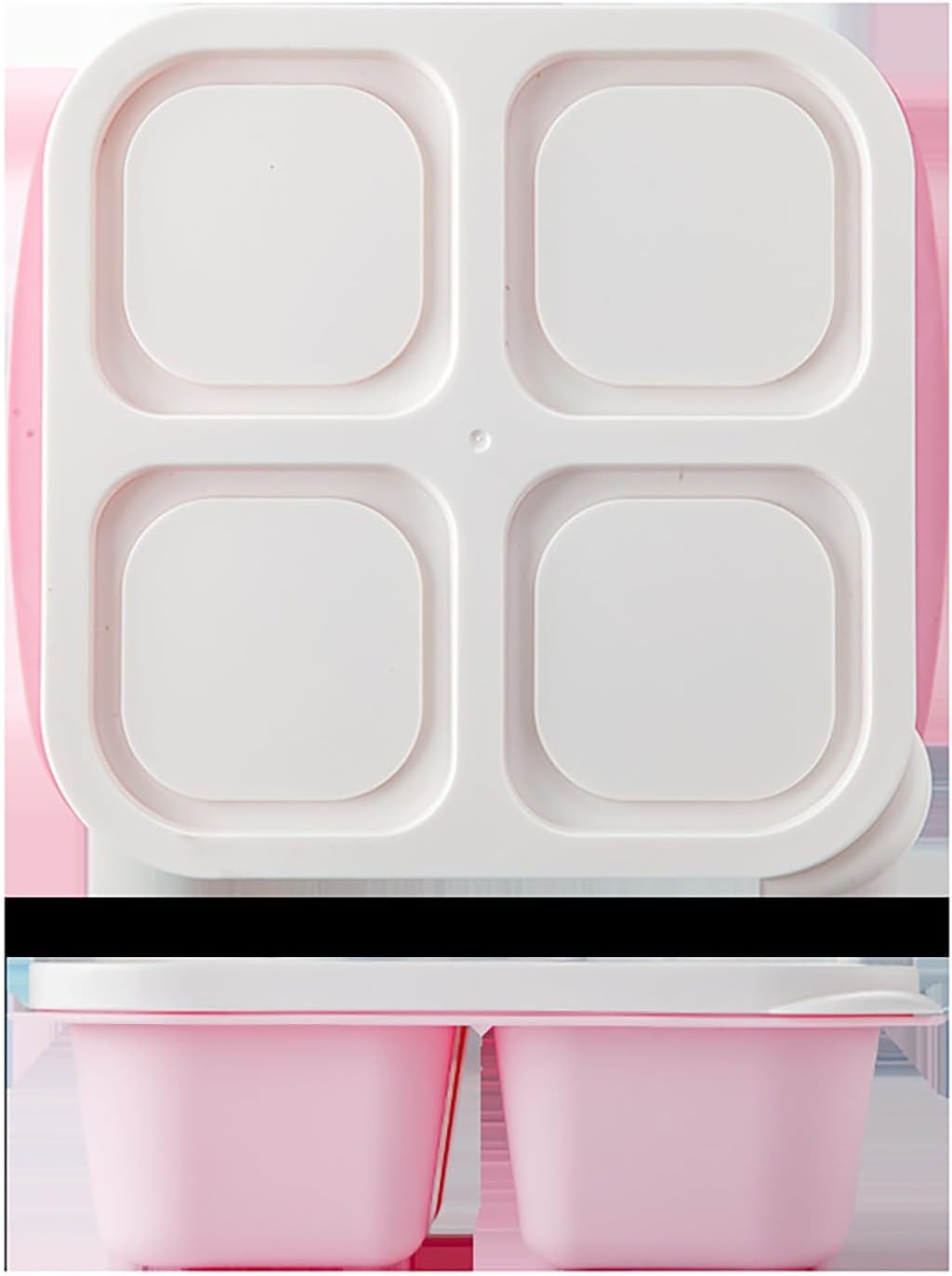 Snack Containers, Stackable Bento Boxes with 4 Compartments, Reusable Snack Containers with Lids, Portable Meal Prep Box, Lightweight Lunch Container for School, Work, Travel, School Supplies