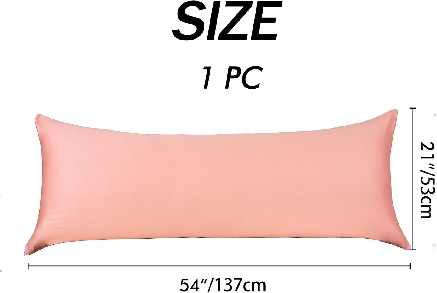 100% Cotton Body Pillow Case Cover with Zipper Wrinkle-Free, 400 Thread Count Super Soft Pillow Case for Body Pillow, Breathable Long Pillow Protector 21" x 54" Pink