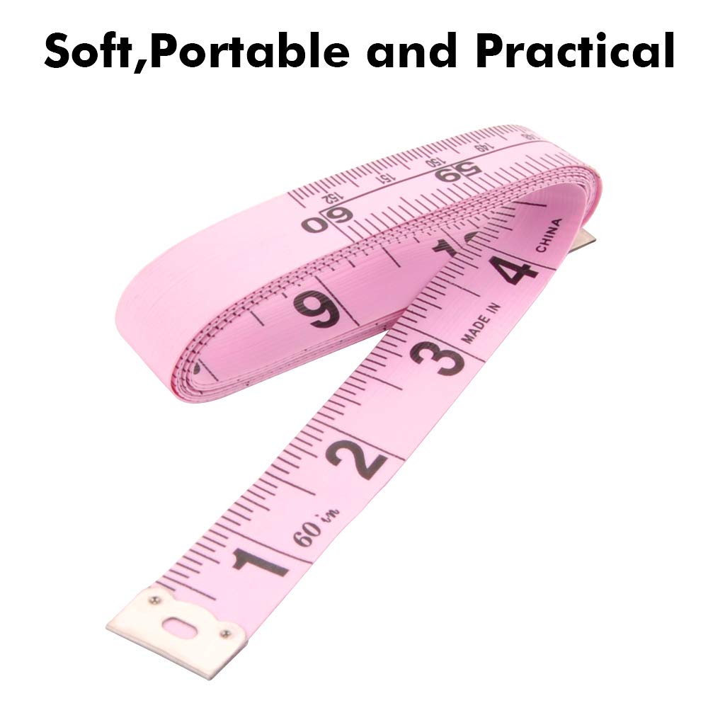 VAXATO 2PCS Measuring Tape for Body,Soft Tape Measure for Body Sewing Fabric Tailor Cloth Craft Measurement，60 Inch/1.5M Pink Retractable Dual Sided Measure Tape Set