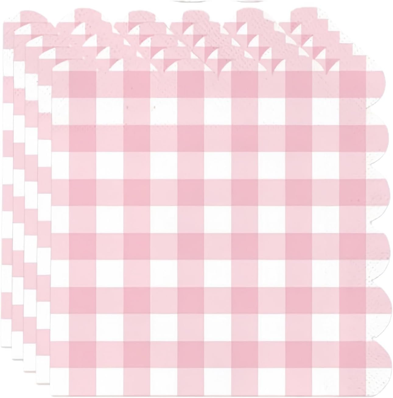 Pink Gingham Tea Party Disposable Tableware Set - 176-Piece Includes 9" & 7" Paper Plates, Cups, Napkins, Cutlery, Plus 1 Hanging Pennant Banner for Birthday, Baby Shower, Garden Party Decor
