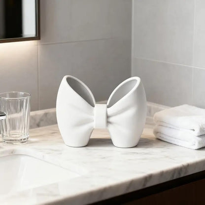 Stylish Bows Design Pink Toothbrush Toothpaste Holder for Bathroom Vanity