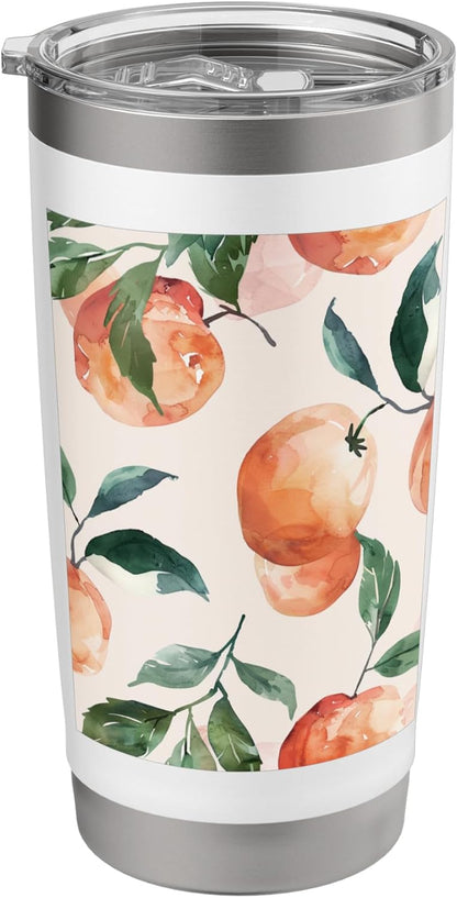 Pastel Fruit Pattern Art Peach Stainless Steel Insulated Tumbler
