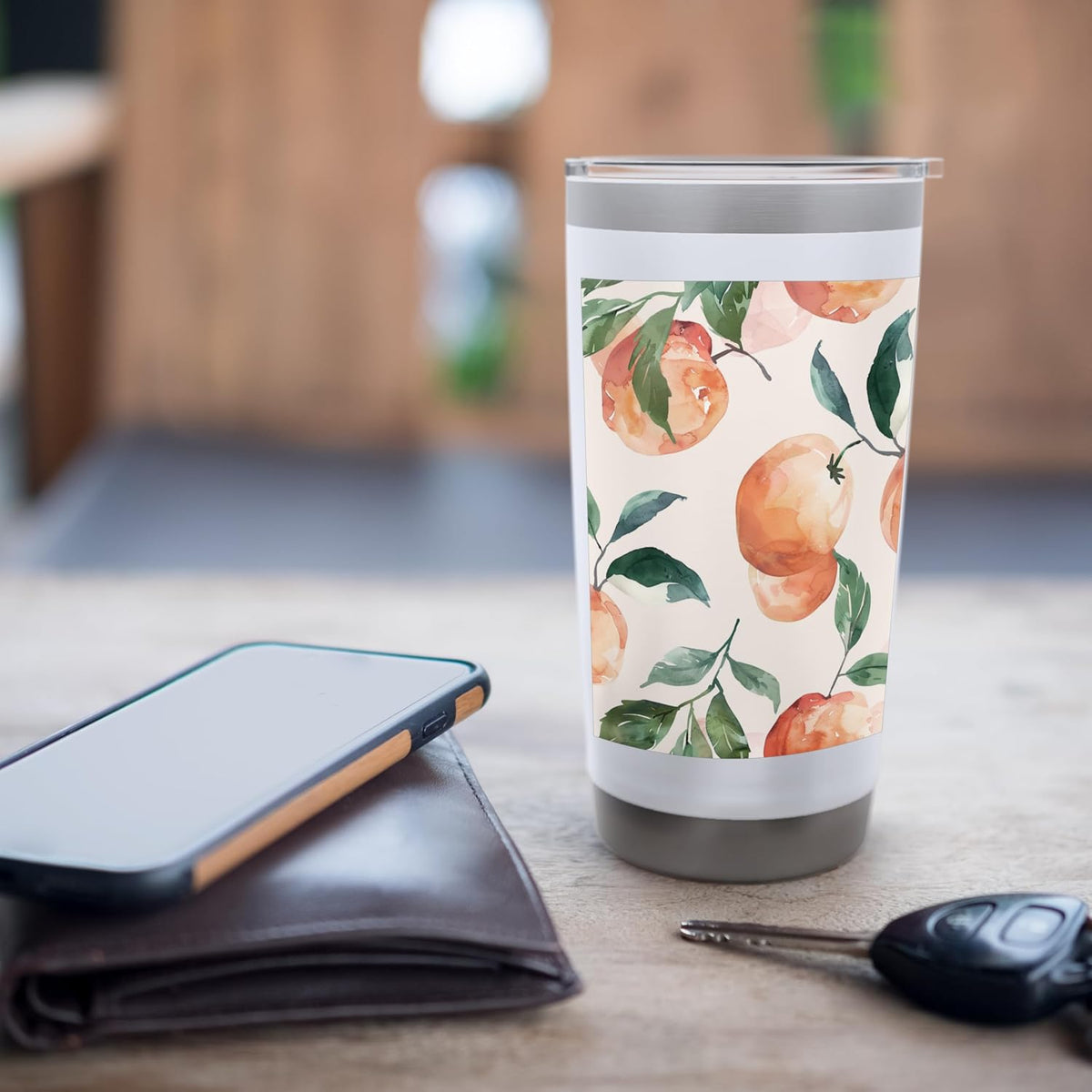 Pastel Fruit Pattern Art Peach Stainless Steel Insulated Tumbler