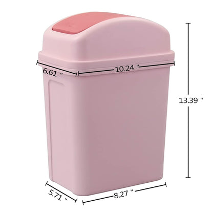 7 L Small Garbage Can with Swing Lid, 1.8 Gallon Indoor Trash Bin with Lid (Pink)