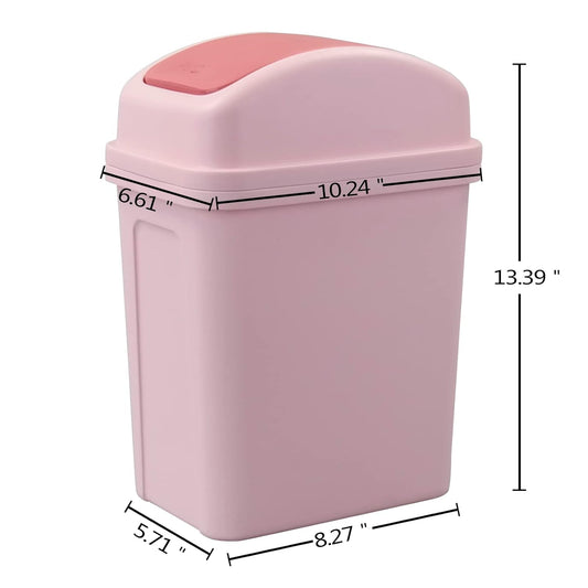7 L Small Garbage Can with Swing Lid, 1.8 Gallon Indoor Trash Bin with Lid (Pink)