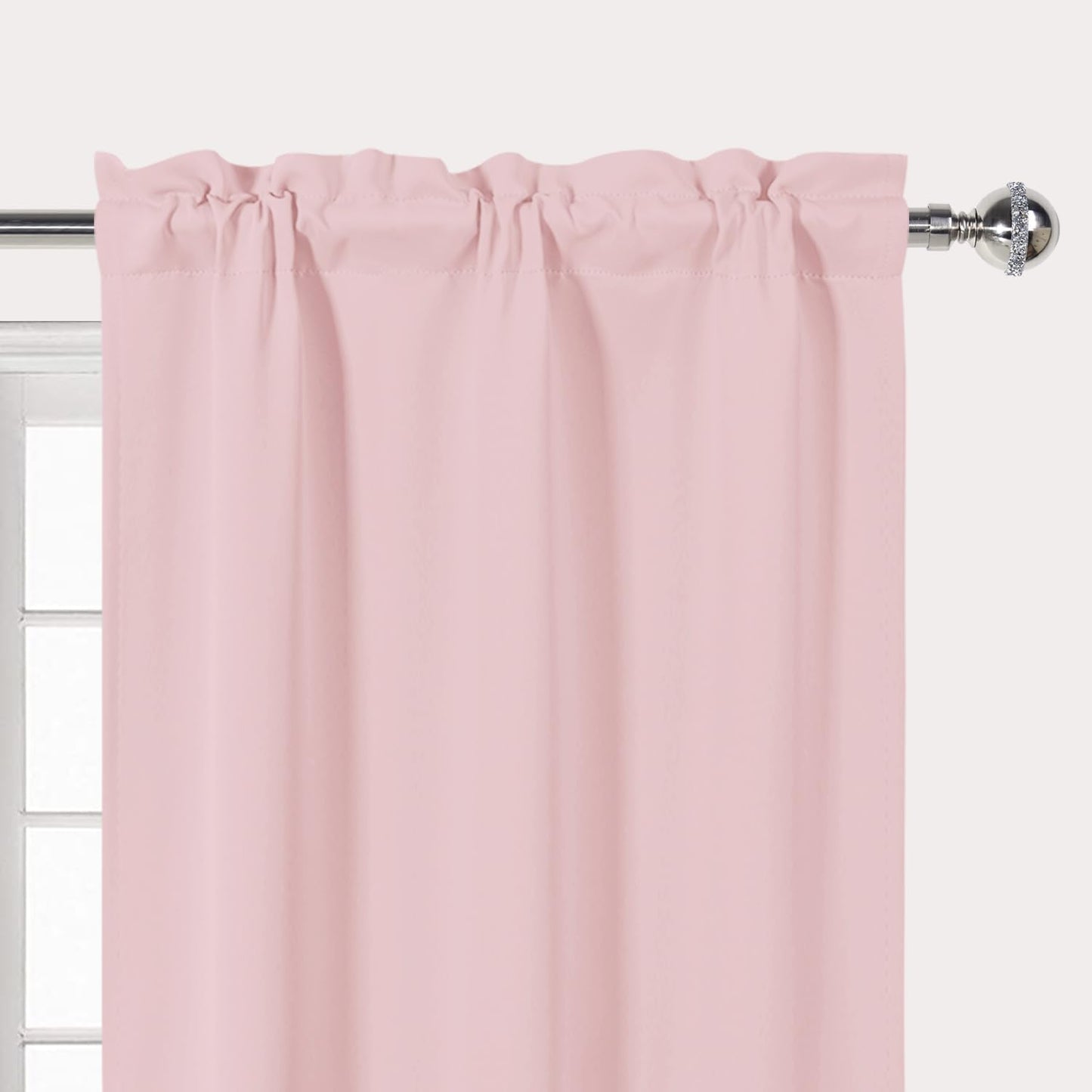 DWCN Valance Curtain for Kitchen Window Blackout Valance Curtains Solid Rod Pocket 52x14 inch Long, 1 Panel Blush Pink