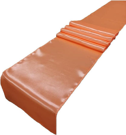 Satin Table Runner for Wedding Banquet Decoration, 12 x 108 inch, Peach, Set of 10