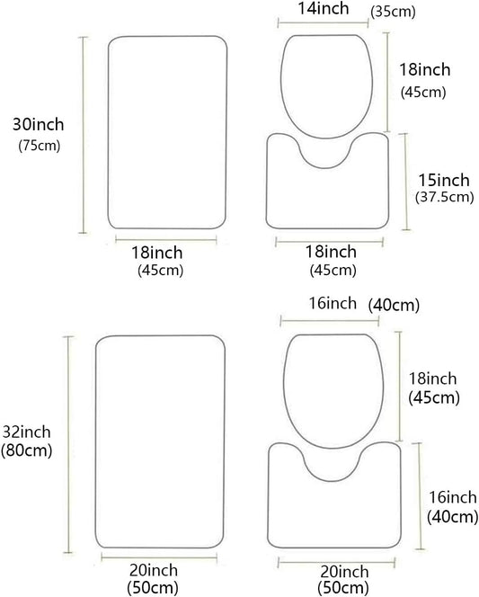 Light Pink Spring Floral Bathroom Rugs Mat Sets 3 Piece, Vintage Summer Botanical Bath Shower Rugs with U-Shaped Contour Toilet Mat, Large Absorbent Bathtub Runner Rugs Floor Mats