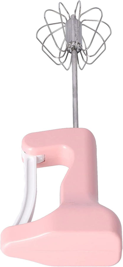 Hand Mixer Semi Automatic Egg Beater, Pink Stainless Steel, 11.8 Inch - Comfortable Grip, Fast 360° Rotating Mixing, Ideal for Baking and Kitchen Use