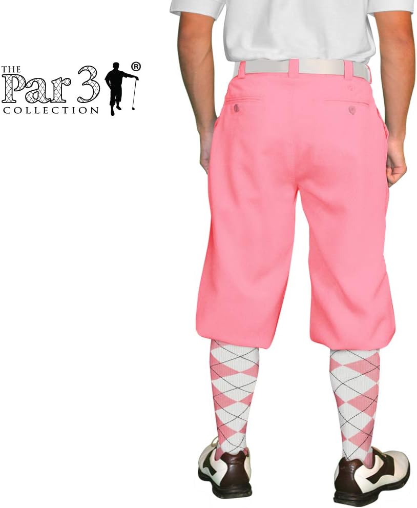 Golf Knickers Pink Microfiber (Plus Fours) for Men