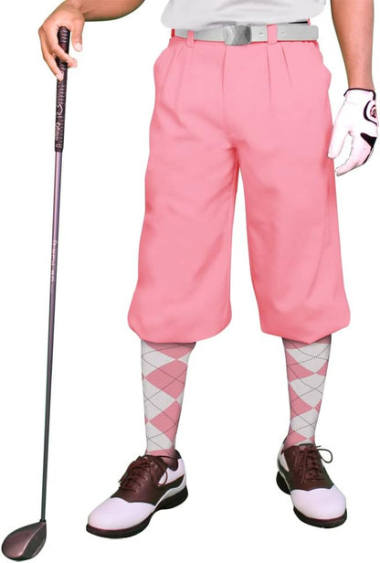 Golf Knickers Pink Microfiber (Plus Fours) for Men