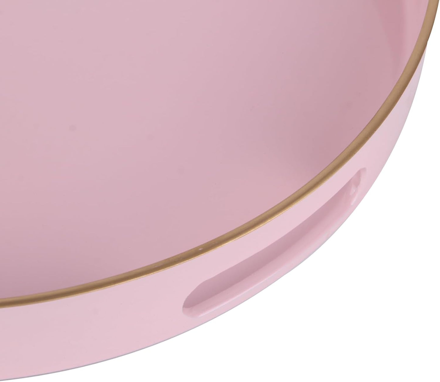 Sturdy Acrylic Serving Tray with Handles-13Inch, Morden Plastic Round Serving Tray for Coffee Table Bathroom, Ottoman, Home Decor (Round - Pink) (Pink, 13" x 13" x 1.4")