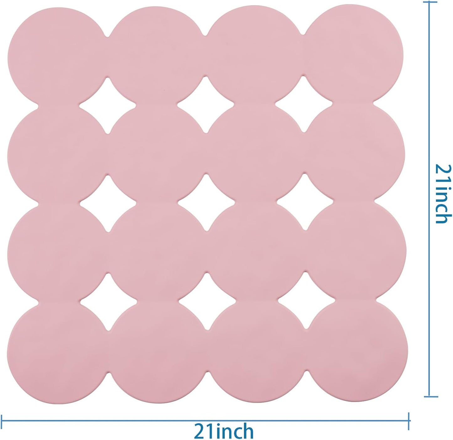 Webos Square Shower Mat Nonslip - Rubber Bathtub Mat with Suction Cups for Inside Shower Bathroom Floor (Pink, 21X21)