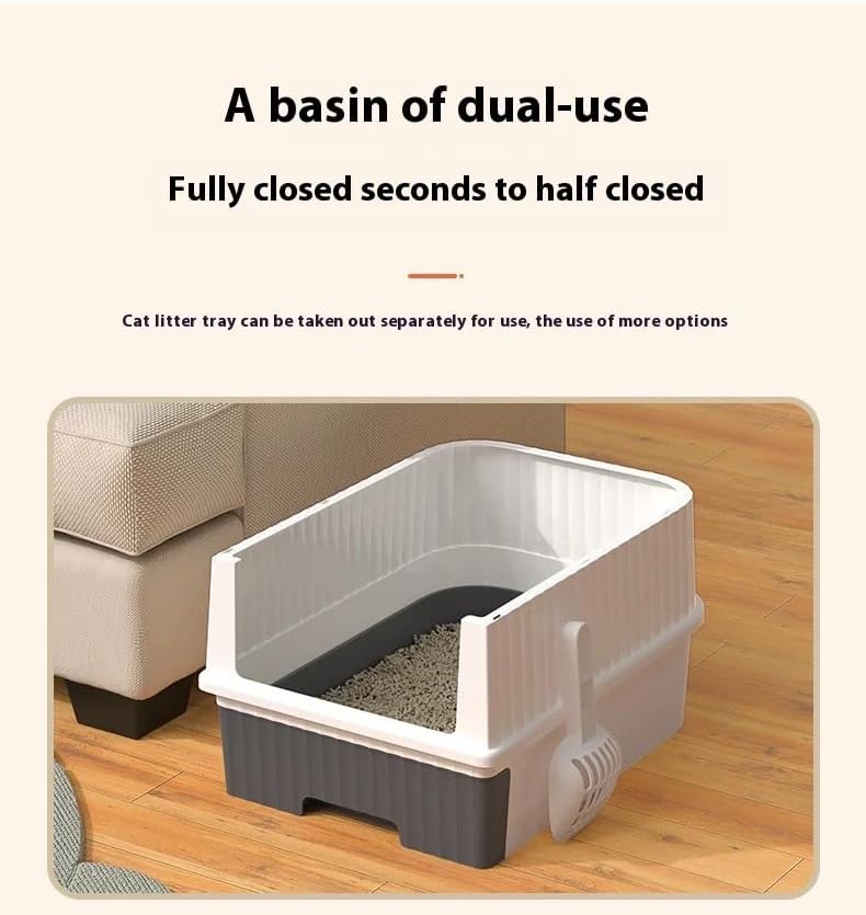 Cat Litter Box, Fully Enclosed, Odorless, Capacity Premium Cat (BY-4202) (Pink)