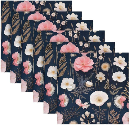 ALAZA Pink White Flowers Cloth Napkins Dinner Napkins 1 Piece,Reusable Table Napkins Washable Polyester Fabric for Cocktail Party Holiday Wedding Home Decorative