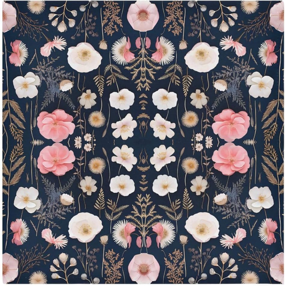 ALAZA Pink White Flowers Cloth Napkins Dinner Napkins 1 Piece,Reusable Table Napkins Washable Polyester Fabric for Cocktail Party Holiday Wedding Home Decorative
