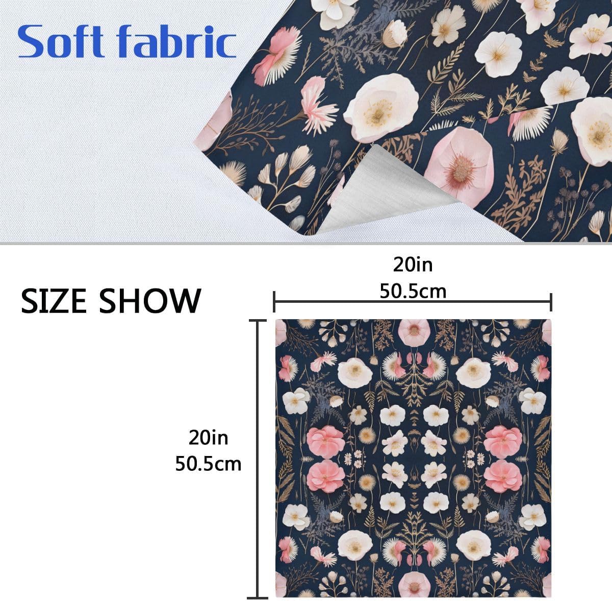 ALAZA Pink White Flowers Cloth Napkins Dinner Napkins 1 Piece,Reusable Table Napkins Washable Polyester Fabric for Cocktail Party Holiday Wedding Home Decorative