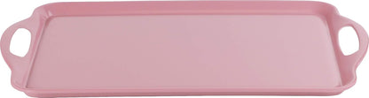 Reston Lloyd Calypso Basics Melamine Serving Ottoman Tray with Handles, Rectangular, Lemon, Lightweight, Durable, Multi-Purpose Use, Indoor, Outdoor, Camping, Server, Pink