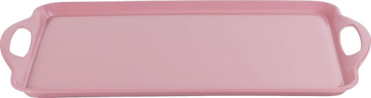 Reston Lloyd Calypso Basics Melamine Serving Ottoman Tray with Handles, Rectangular, Lemon, Lightweight, Durable, Multi-Purpose Use, Indoor, Outdoor, Camping, Server, Pink